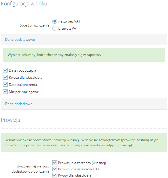 konfiguracja rozliczenia